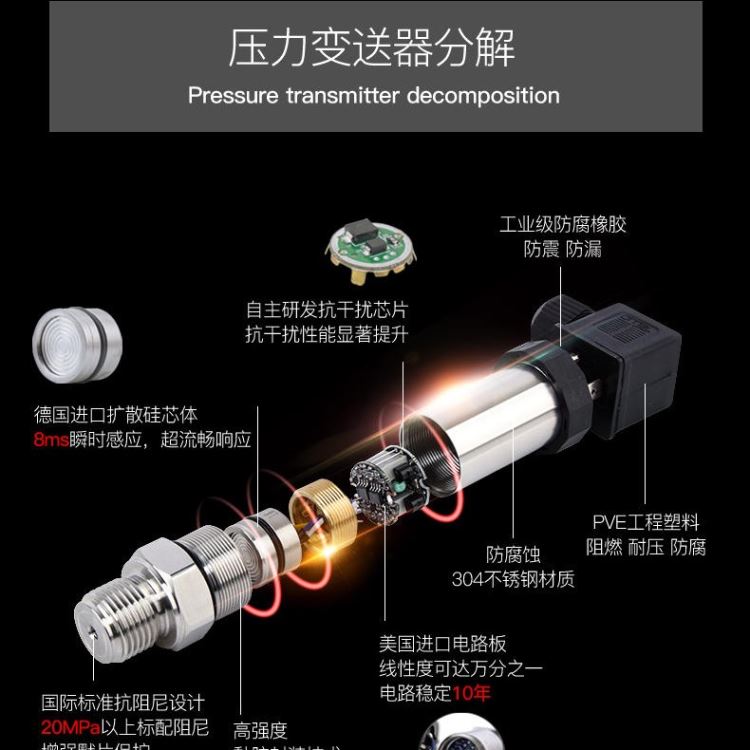 液体压力的测量 卫生级压力传感器 通讯压力变送器 压力传感器 耐高温