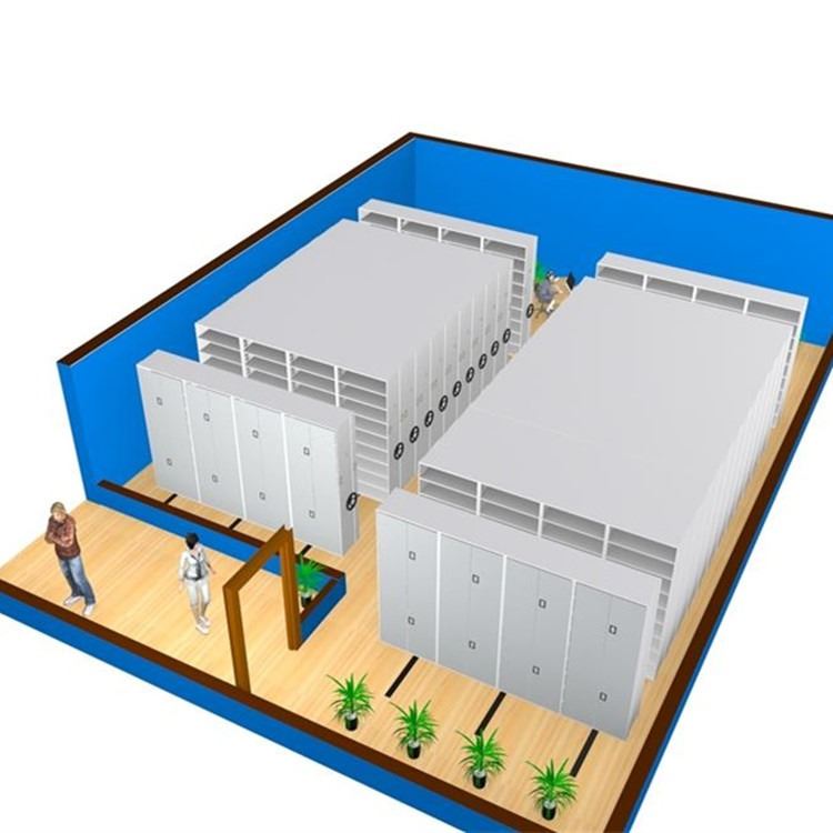智慧档案室智能密集架 钢制带导轨储物柜手动密集档案柜
