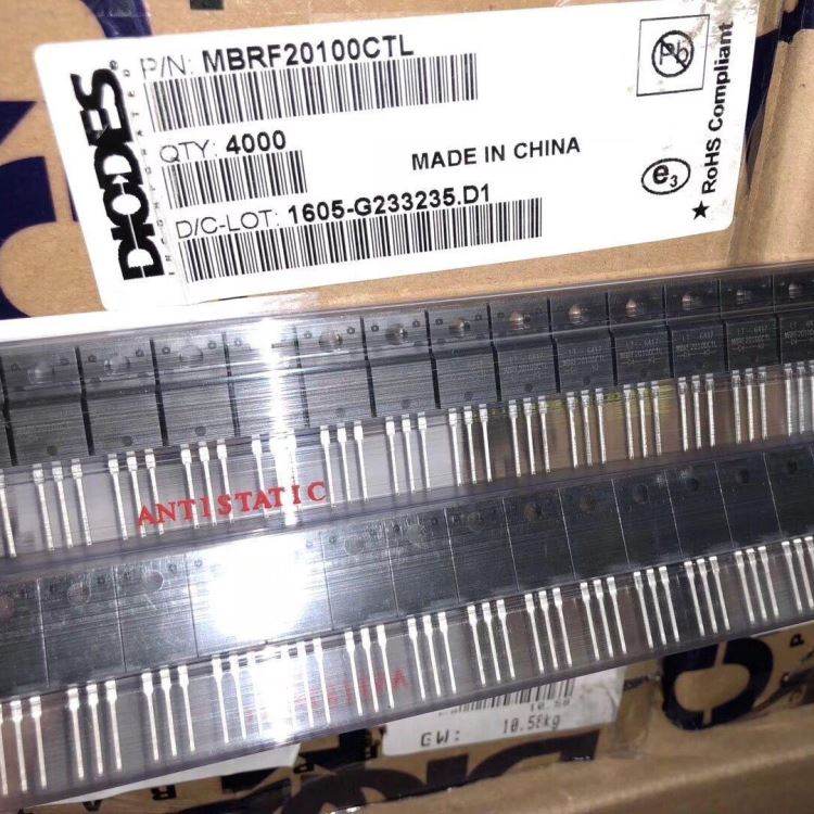 肖特基二极管与整流器,MBRF20100CTL,MBRF20100,20100，DIODES,TO-220F,全新原装