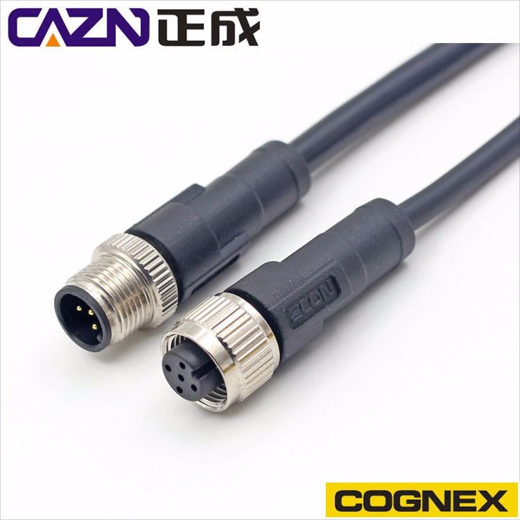 康耐视COGNEX工业相机高柔拖链网线M12航空插头连接器8芯转接RJ45水晶头