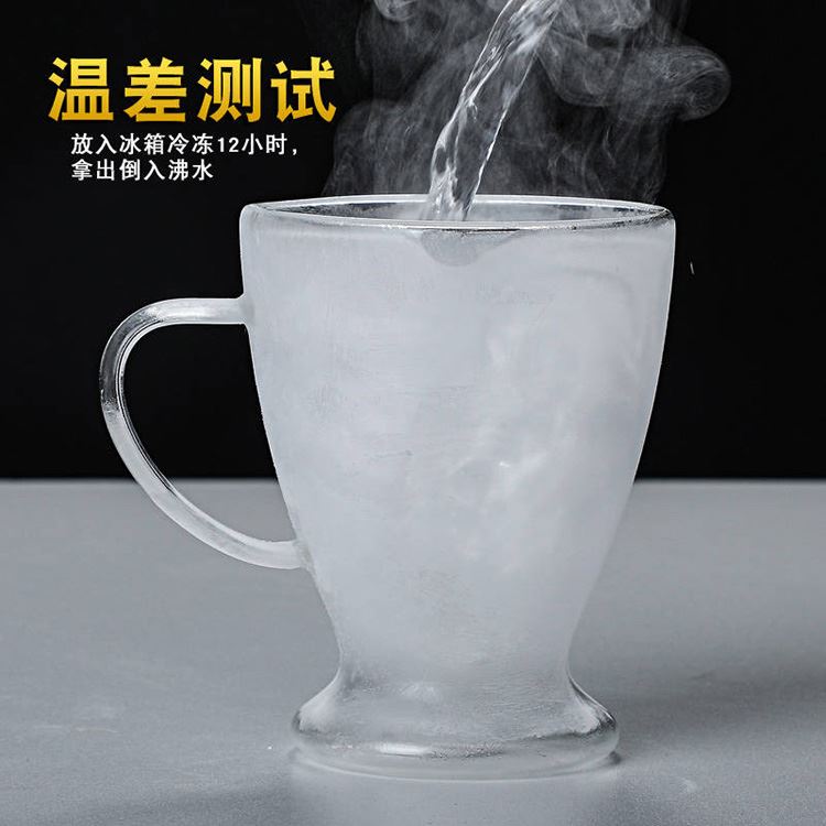 高硼硅玻璃水杯450ml 咖啡杯玻璃水杯 亿诺 简约透明双层玻璃杯 支持定制