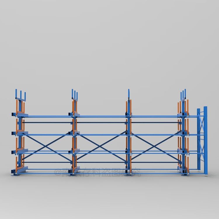 伸缩式悬臂货架小空间存放百吨的型材 钢材 圆钢 钢管 角钢