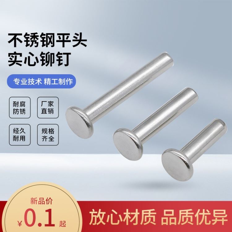 Φ2Φ2.5Φ3Φ4Φ5Φ6Φ8 不锈钢304平头铆钉GB109敲击式平头实心铆钉