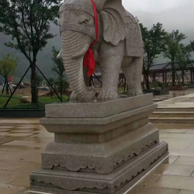 吉祥卷鼻瑞兽石象摆件 花岗岩精品石象厂家直销 富祥 酒店招财石象 风水石雕大象