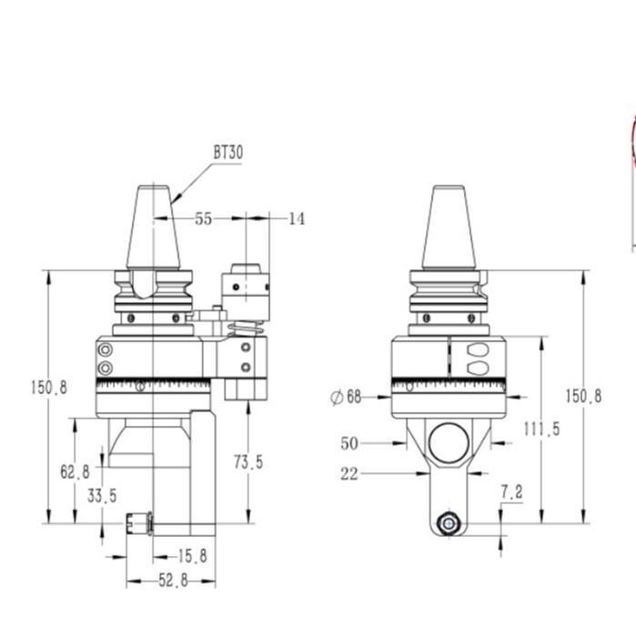 BT30BT40BT50HSK角度头侧铣头分度头万向角度头双向铣头微型铣头非标定制角度头Mainland/迈浪