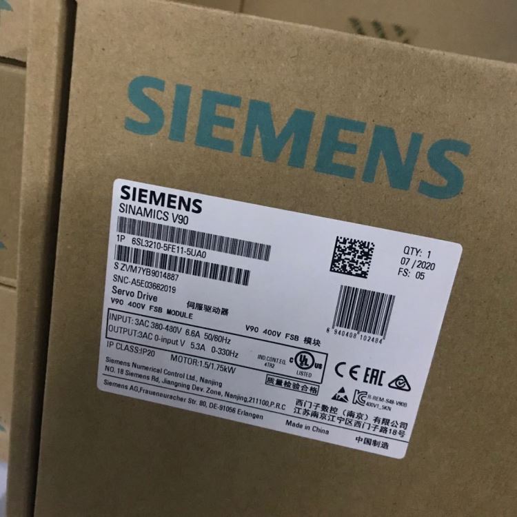 西门子SINAMICS 6SL3210-5FE11-5UA0  V90 400V驱动器外形尺寸 (PTI版本)