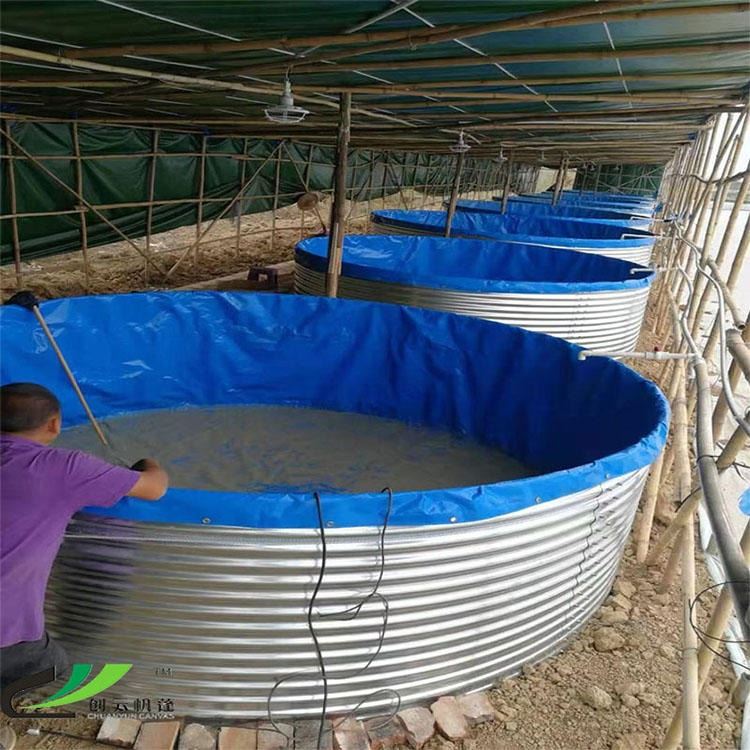 帆布水池高密度养殖帆布鱼池 大型圆形镀锌板帆布池户外蓄水池